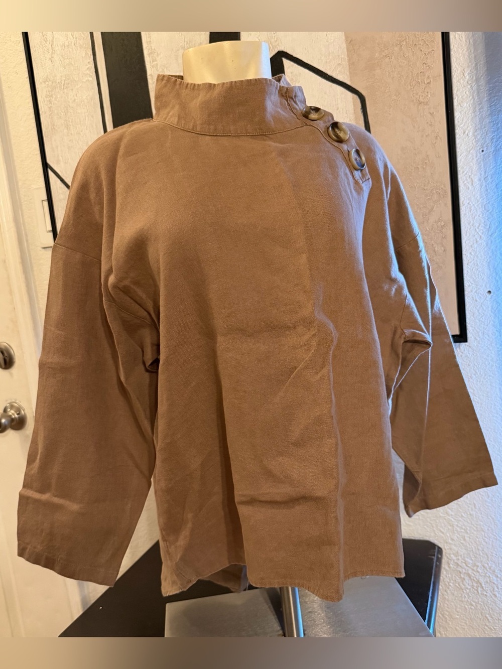 Zara Women’s Brown 100% Linen Tunic Size Small - Picture 7 of 9